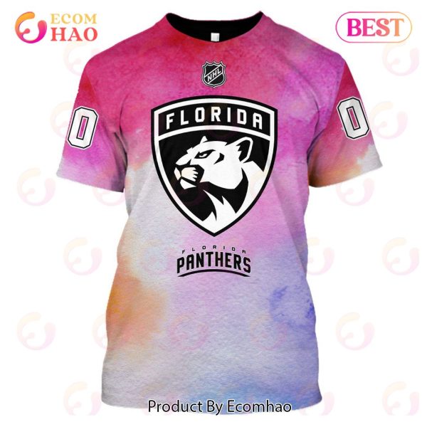 Florida Panthers Custom Your Name & Number Breast Cancer Awareness Month 3D Hoodie