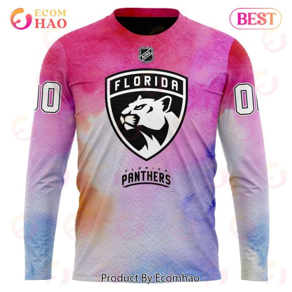 Florida Panthers Custom Your Name & Number Breast Cancer Awareness Month 3D Hoodie