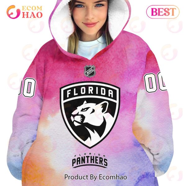 Florida Panthers Custom Your Name & Number Breast Cancer Awareness Month 3D Hoodie