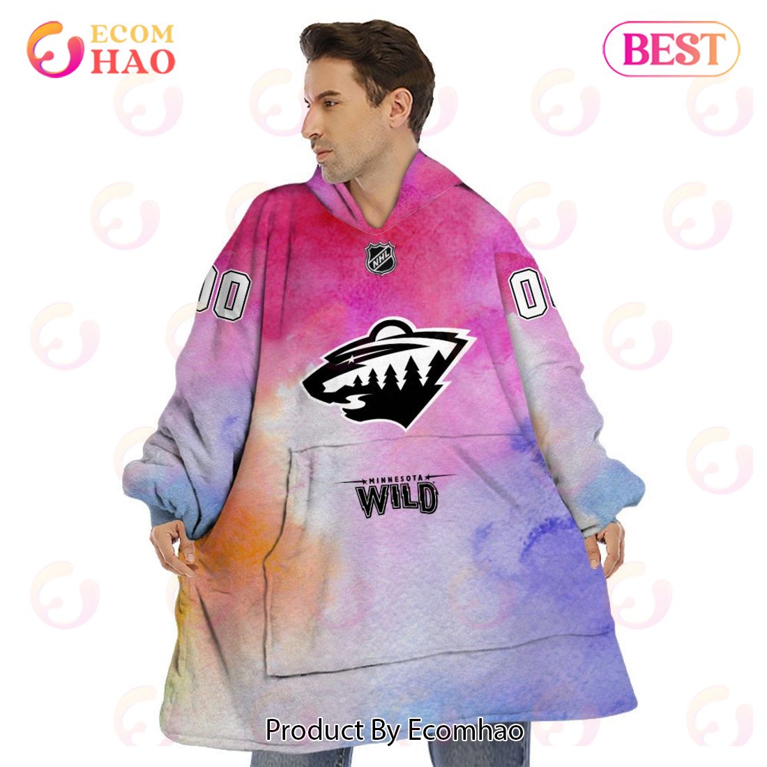 Minnesota Wild Custom Your Name & Number Breast Cancer Awareness Month 3D Hoodie