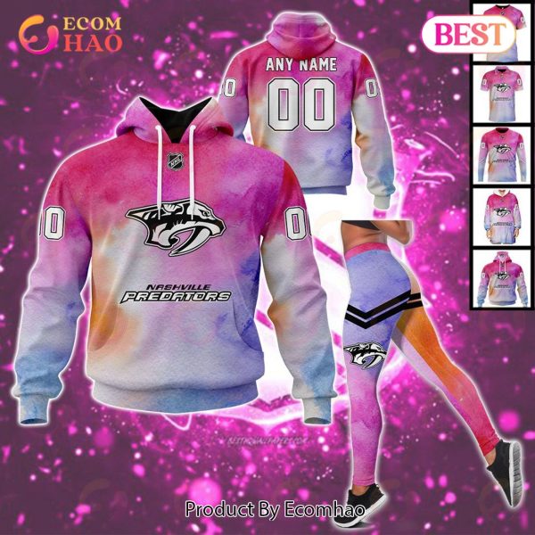 Nashville Predators Custom Your Name & Number Breast Cancer Awareness Month 3D Hoodie