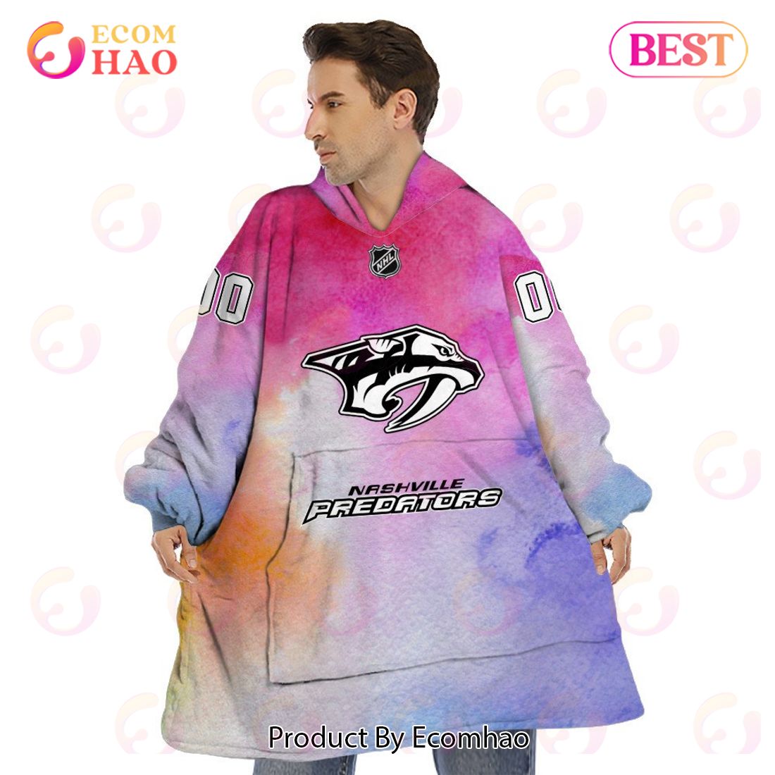 Nashville Predators Custom Your Name & Number Breast Cancer Awareness Month 3D Hoodie