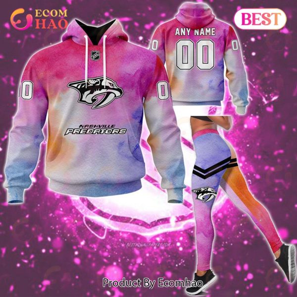 Nashville Predators Custom Your Name & Number Breast Cancer Awareness Month 3D Hoodie