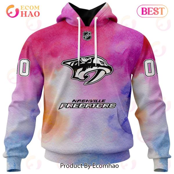 Nashville Predators Custom Your Name & Number Breast Cancer Awareness Month 3D Hoodie