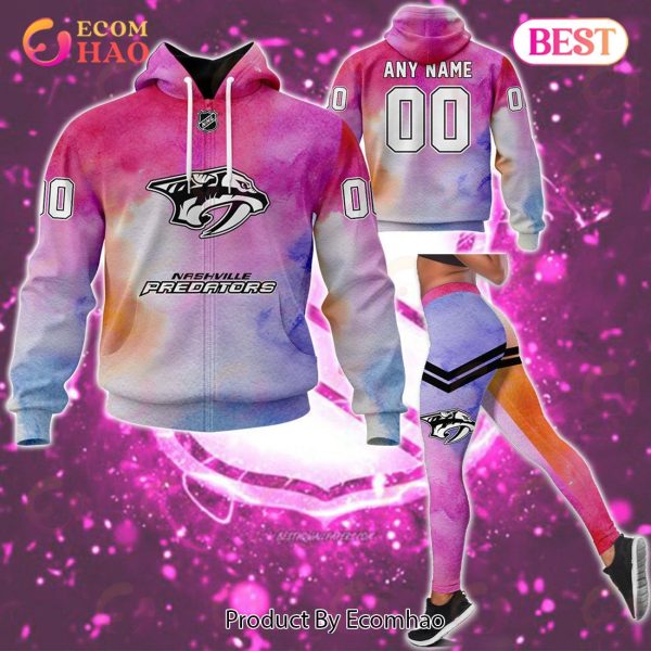 Nashville Predators Custom Your Name & Number Breast Cancer Awareness Month 3D Hoodie