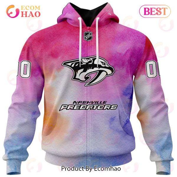 Nashville Predators Custom Your Name & Number Breast Cancer Awareness Month 3D Hoodie