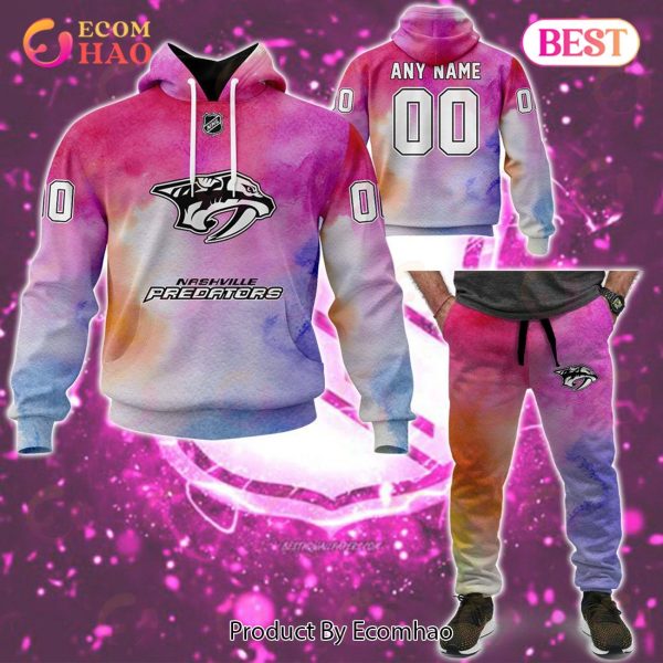 Nashville Predators Custom Your Name & Number Breast Cancer Awareness Month 3D Hoodie