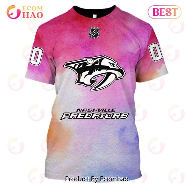 Nashville Predators Custom Your Name & Number Breast Cancer Awareness Month 3D Hoodie