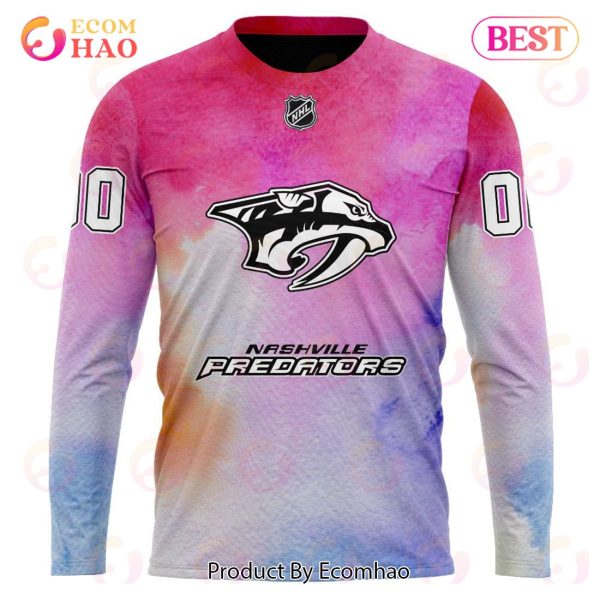 Nashville Predators Custom Your Name & Number Breast Cancer Awareness Month 3D Hoodie
