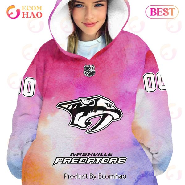 Nashville Predators Custom Your Name & Number Breast Cancer Awareness Month 3D Hoodie