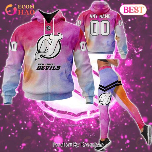 New Jersey Devils Custom Your Name & Number Breast Cancer Awareness Month 3D Hoodie