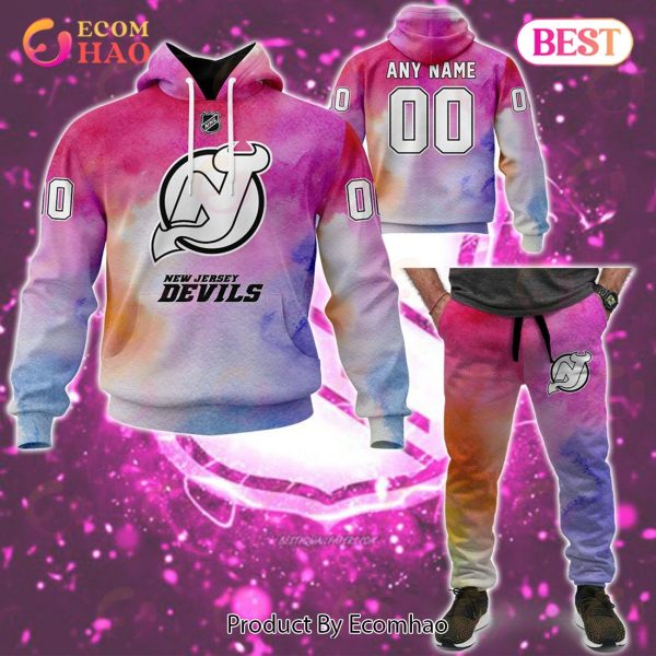 New Jersey Devils Custom Your Name & Number Breast Cancer Awareness Month 3D Hoodie