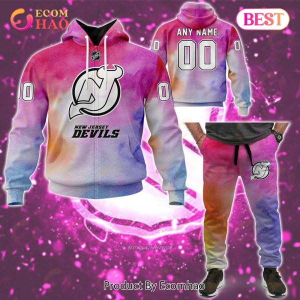 New Jersey Devils Custom Your Name & Number Breast Cancer Awareness Month 3D Hoodie
