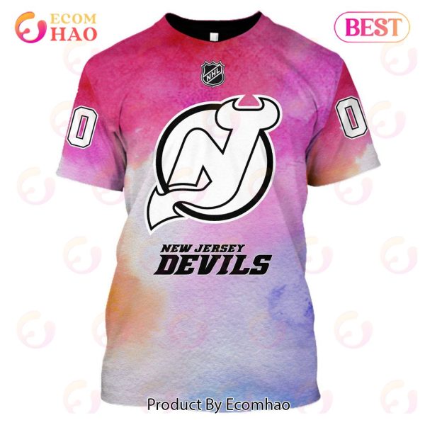 New Jersey Devils Custom Your Name & Number Breast Cancer Awareness Month 3D Hoodie
