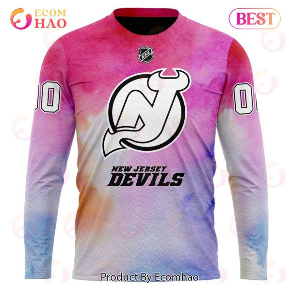 New Jersey Devils Custom Your Name & Number Breast Cancer Awareness Month 3D Hoodie