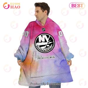 NY Islanders Custom Your Name & Number Breast Cancer Awareness Month 3D Hoodie