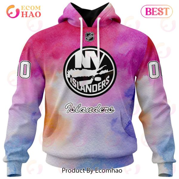 NY Islanders Custom Your Name & Number Breast Cancer Awareness Month 3D Hoodie