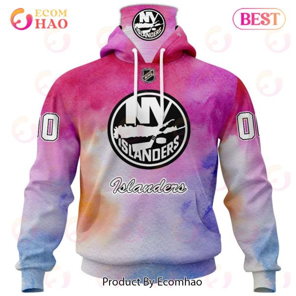 NY Islanders Custom Your Name & Number Breast Cancer Awareness Month 3D Hoodie