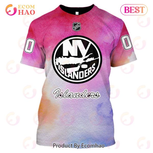 NY Islanders Custom Your Name & Number Breast Cancer Awareness Month 3D Hoodie