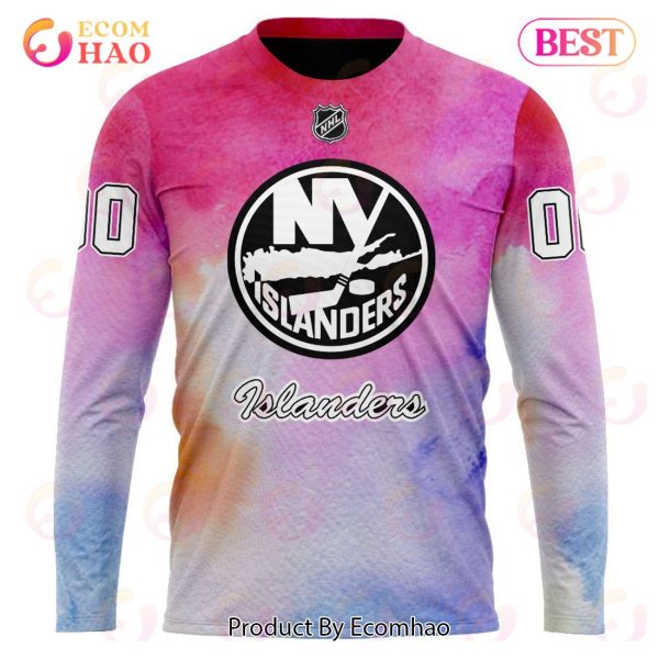 NY Islanders Custom Your Name & Number Breast Cancer Awareness Month 3D Hoodie
