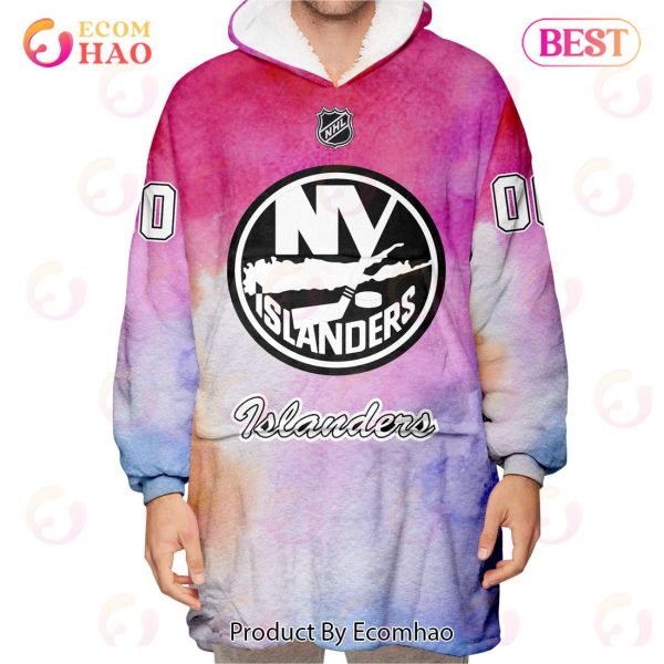 NY Islanders Custom Your Name & Number Breast Cancer Awareness Month 3D Hoodie