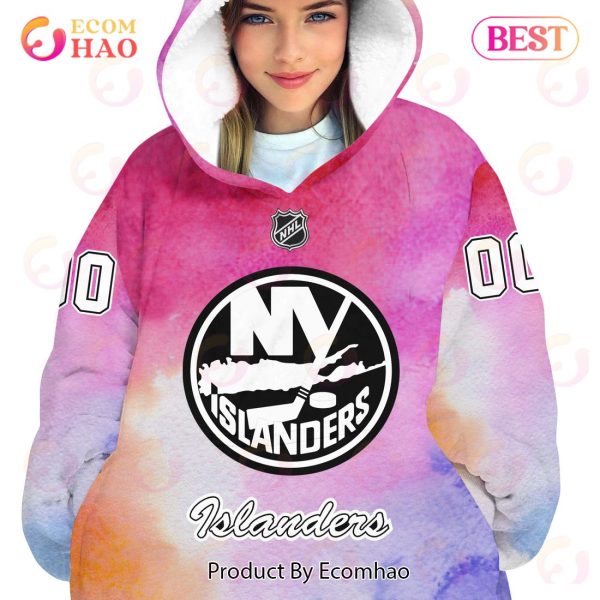 NY Islanders Custom Your Name & Number Breast Cancer Awareness Month 3D Hoodie