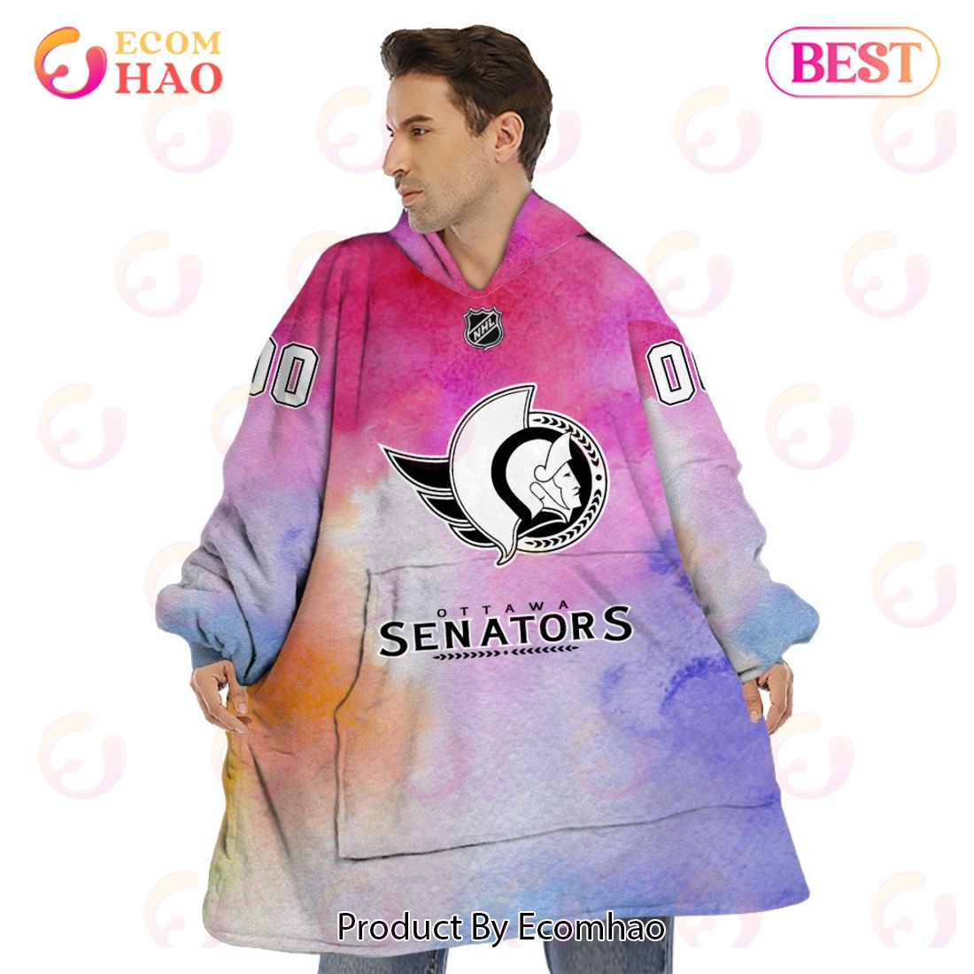 Ottawa Senators Custom Your Name & Number Breast Cancer Awareness Month 3D Hoodie