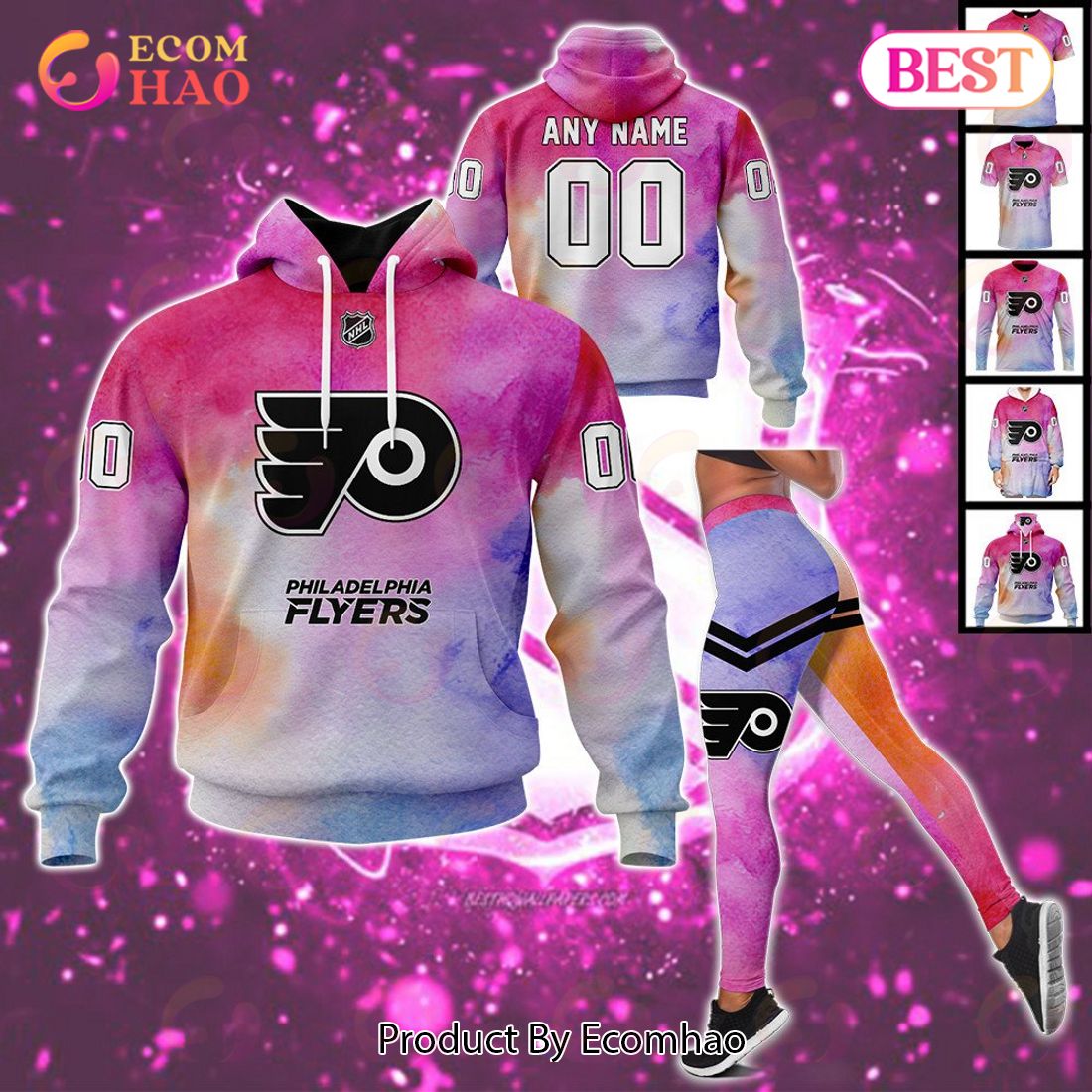 Seattle Kraken Custom Your Name & Number Breast Cancer Awareness Month 3D Hoodie