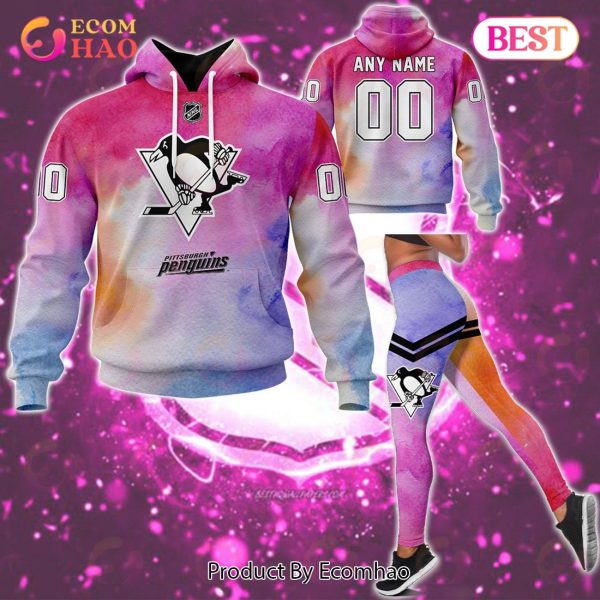 Pittsburgh Penguins Custom Your Name & Number Breast Cancer Awareness Month 3D Hoodie