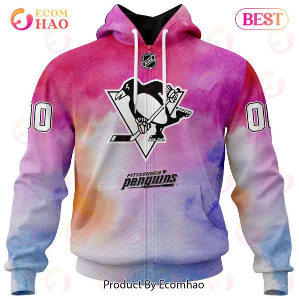Pittsburgh Penguins Custom Your Name & Number Breast Cancer Awareness Month 3D Hoodie