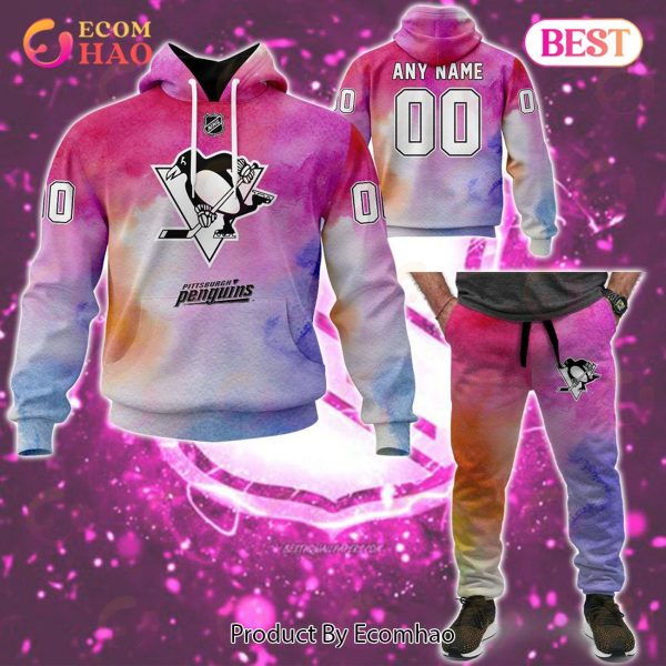 Pittsburgh Penguins Custom Your Name & Number Breast Cancer Awareness Month 3D Hoodie