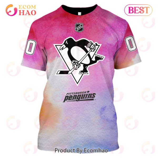 Pittsburgh Penguins Custom Your Name & Number Breast Cancer Awareness Month 3D Hoodie