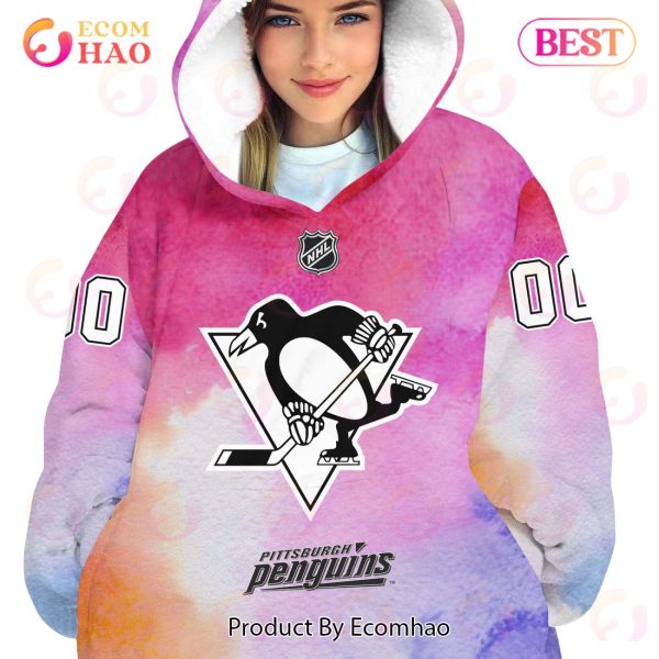 Pittsburgh Penguins Custom Your Name & Number Breast Cancer Awareness Month 3D Hoodie