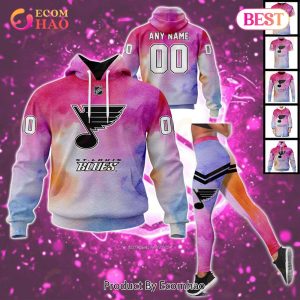 St. Louis Blues Custom Your Name & Number Breast Cancer Awareness Month 3D Hoodie