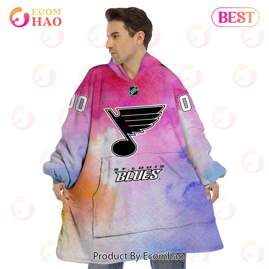 St. Louis Blues Custom Your Name & Number Breast Cancer Awareness Month 3D Hoodie