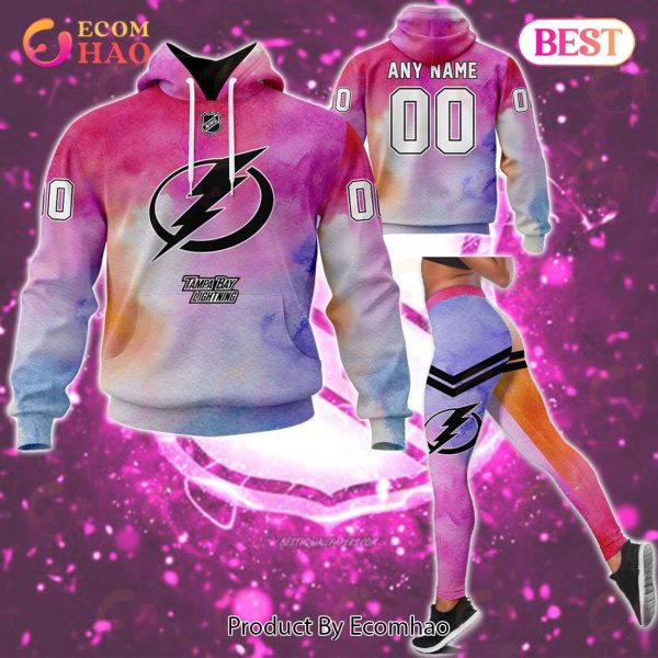 Tampa Bay Lightning Custom Your Name & Number Breast Cancer Awareness Month 3D Hoodie