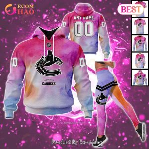 Vancouver Canucks Custom Your Name & Number Breast Cancer Awareness Month 3D Hoodie
