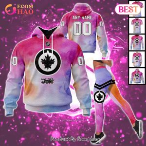 Winnipeg Jets Custom Your Name & Number Breast Cancer Awareness Month 3D Hoodie