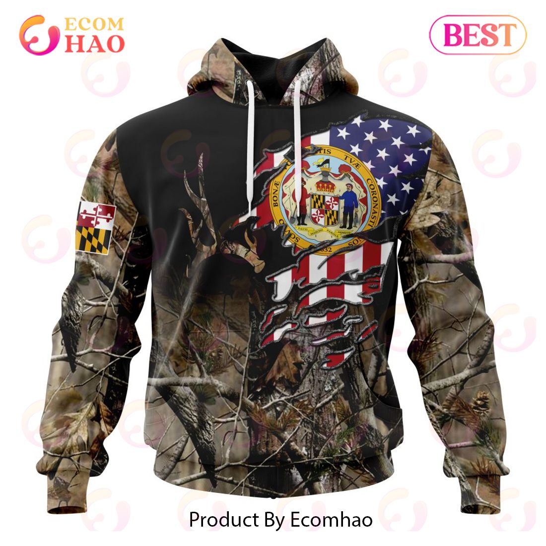 Mississippi Special Camo Realtree Hunting 3D Hoodie