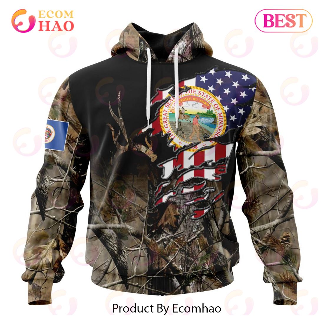 Louisiana Special Camo Realtree Hunting 3D Hoodie