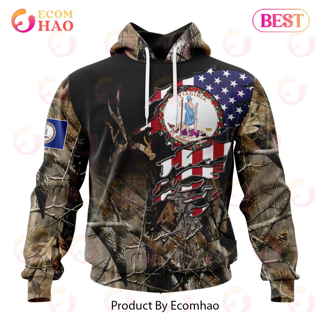 Wisconsin Special Camo Realtree Hunting 3D Hoodie