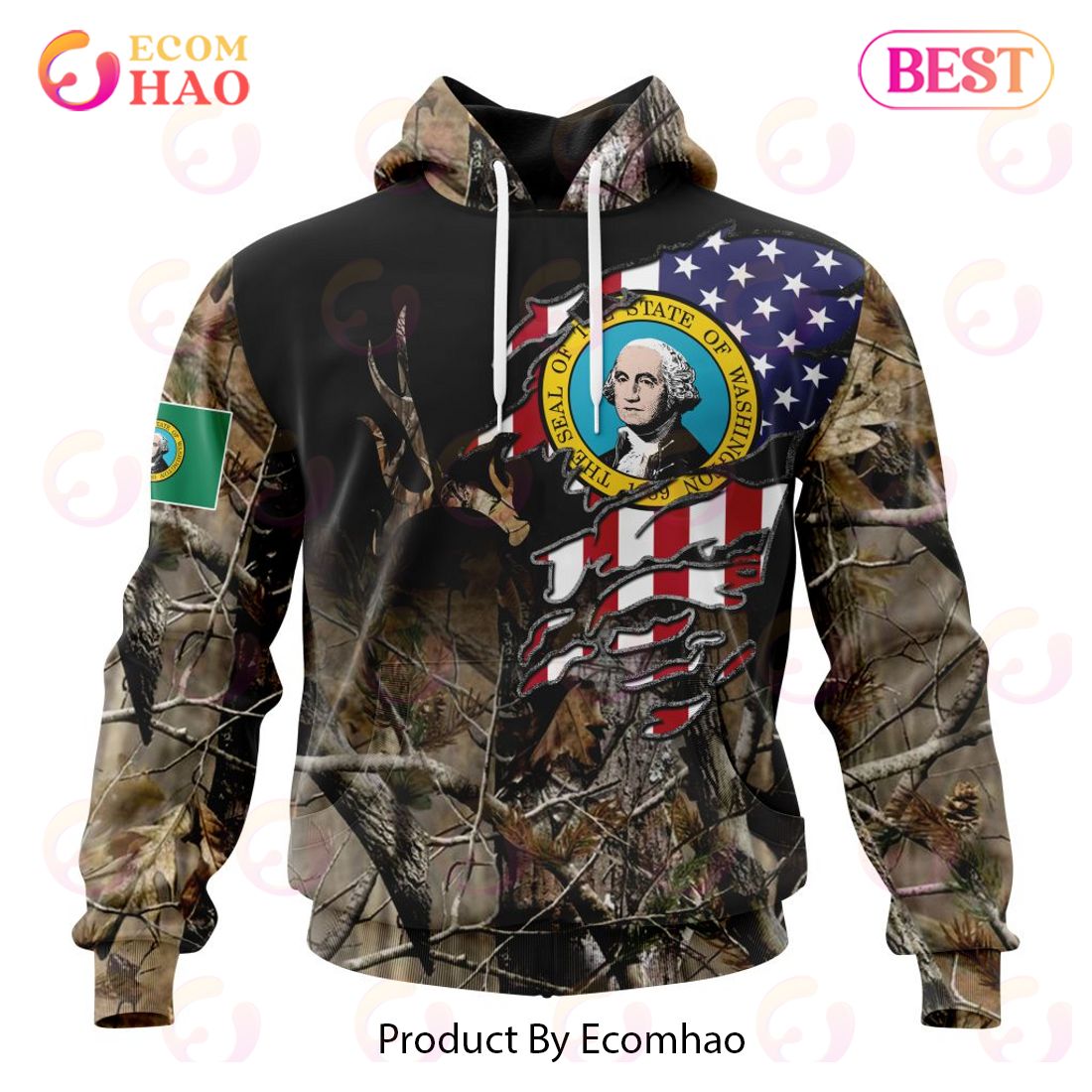 Virginia Special Camo Realtree Hunting 3D Hoodie