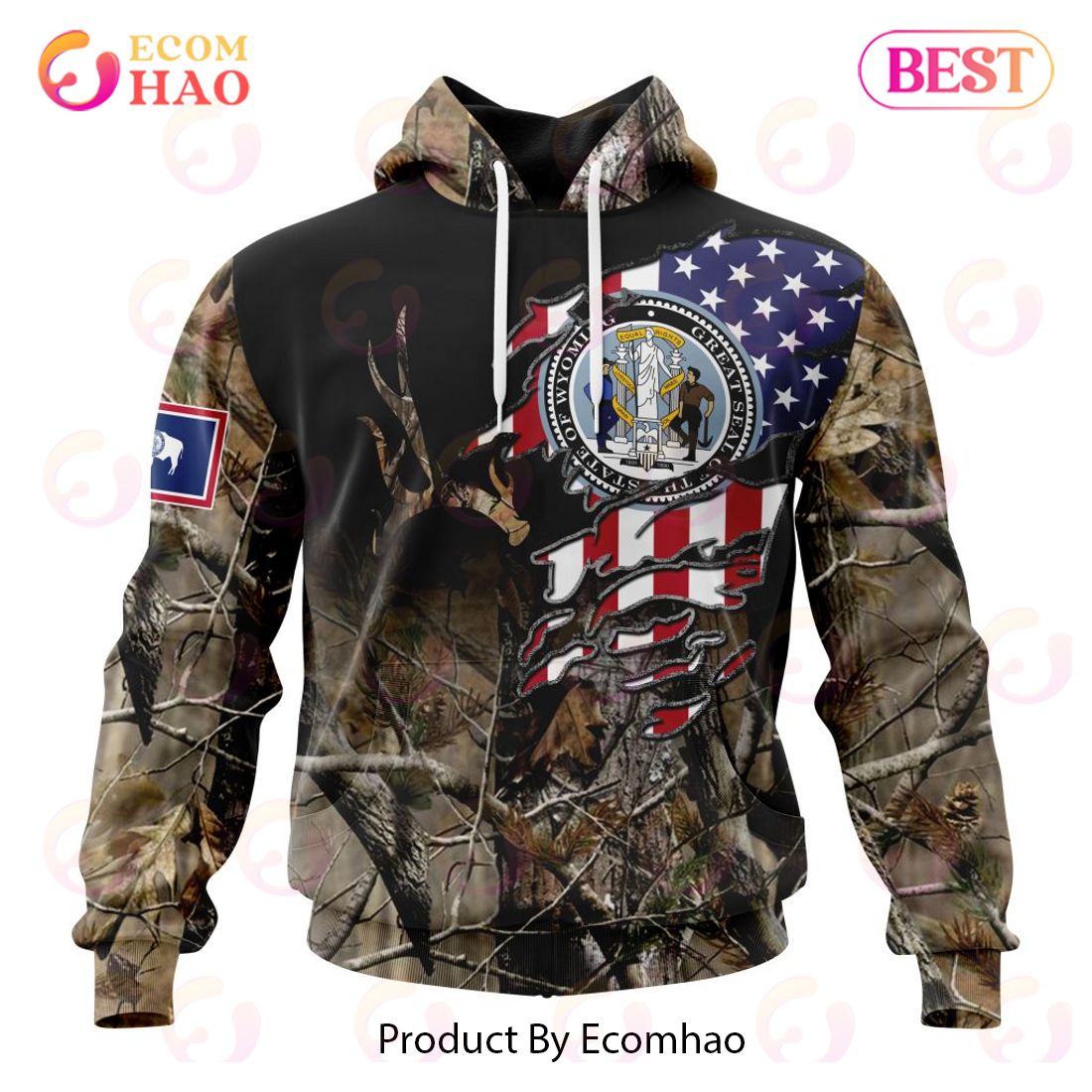 Wisconsin Special Camo Realtree Hunting 3D Hoodie