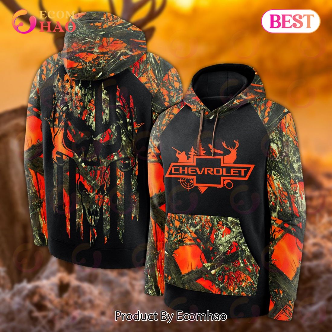 Heart Shape Dear Horns Purple Camouflage Hunting APPARELS 3D Hoodie