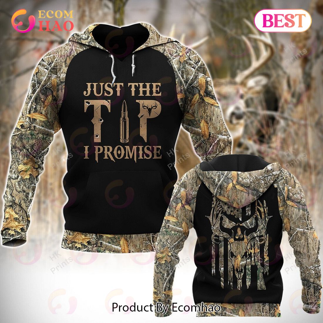 Personalized UA Hunting Skull Flag Men 3D Hoodie