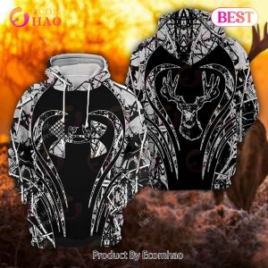 UA Deer Hunting Black And Grey Pattern 3D Hoodie