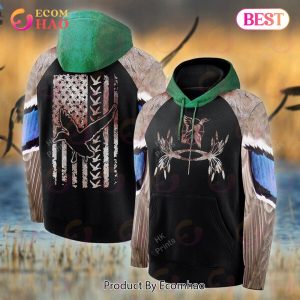 UA Duck Fur Hunting American Flag 3D Hoodie