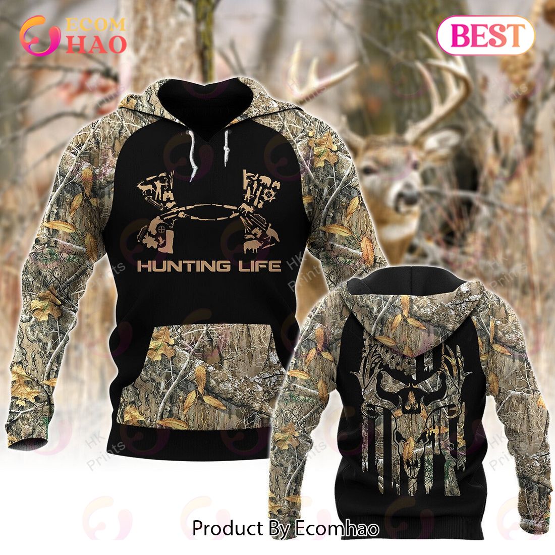 UA Hunting Pattern Orange Camouflage Hunting APPARELS 3D Hoodie