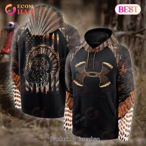 UA Turkey Fur Hunting American Flag 3D Hoodie
