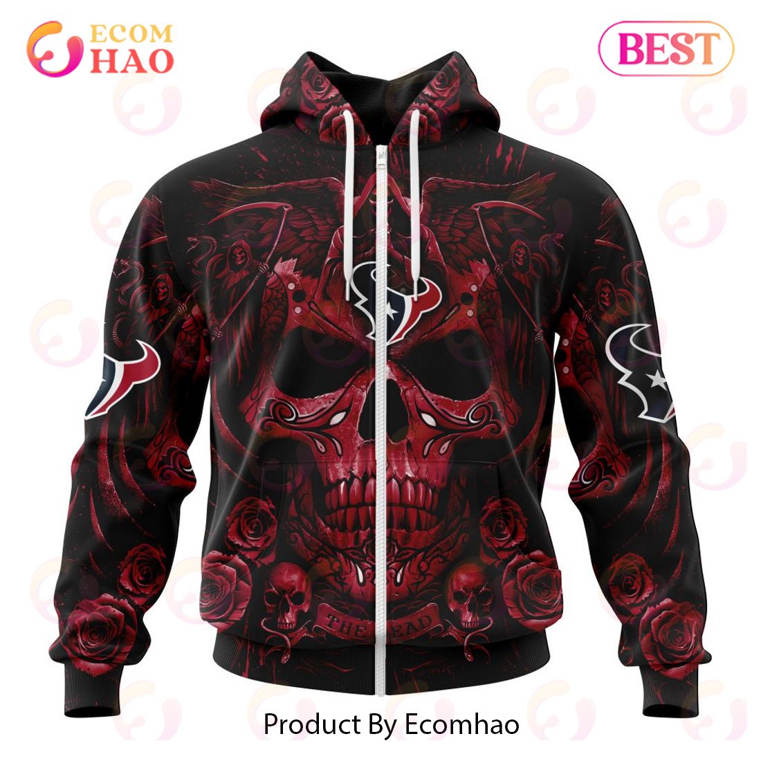 Best NFL Houston Texans Special Design With Skull Art 3D Hoodie Limited Edition